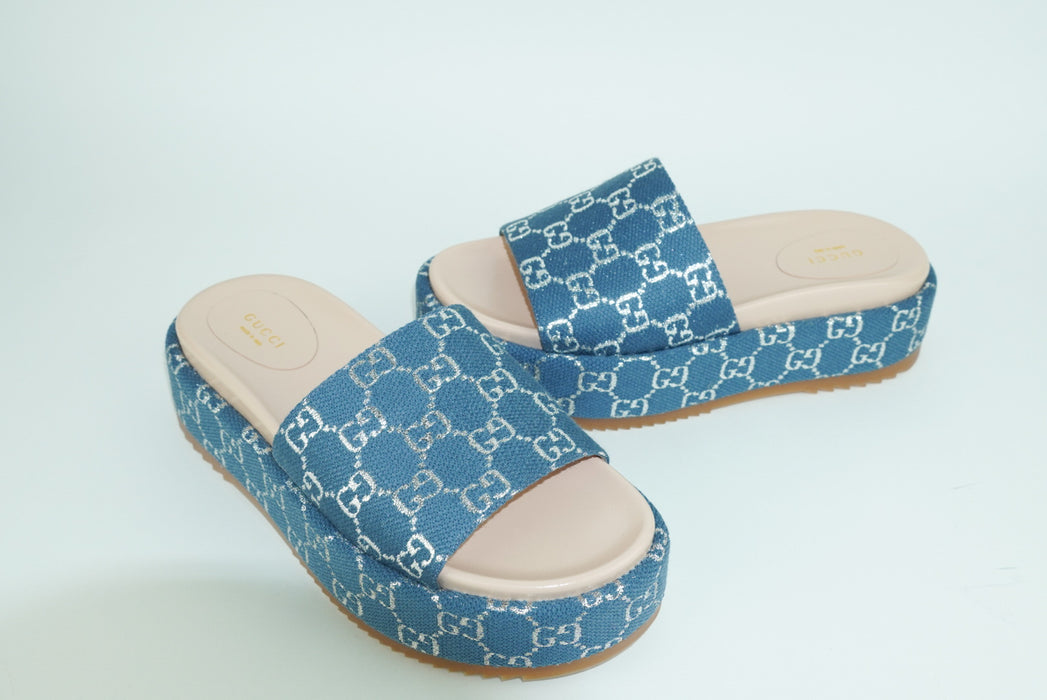 Gucci Platform Slide Sandals in Canvas