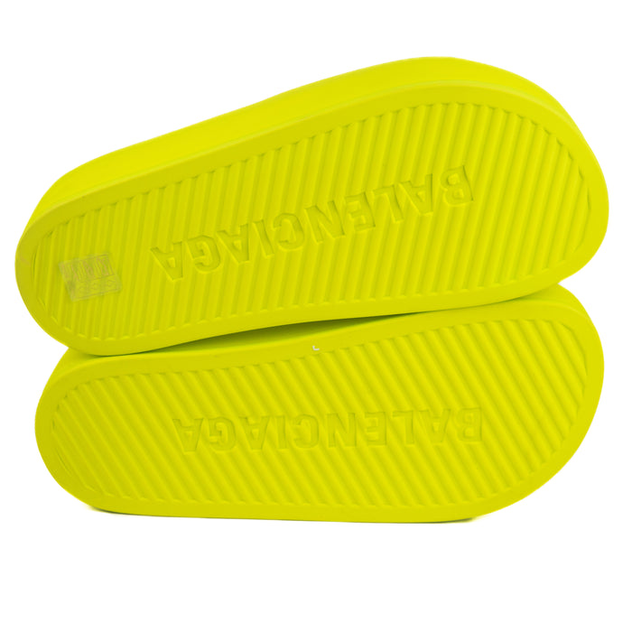 Balenciaga Chuncky Pool Slides in Acid Lime