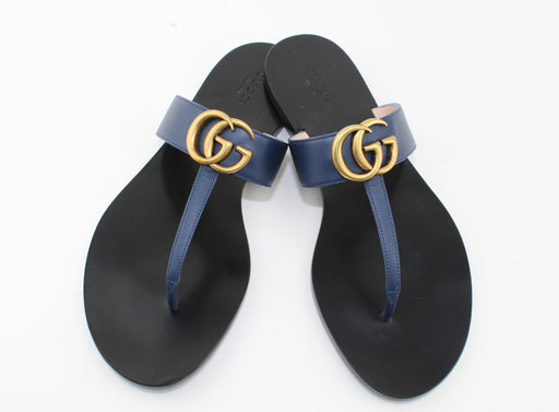 GUCCI LEATHER THONG SANDAL WITH DOUBLE G