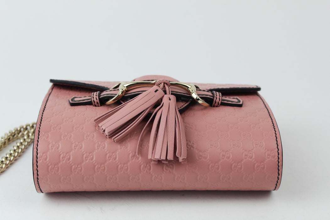 Gucci Emily Guccissima Mini Chain Shoulder Bag pink