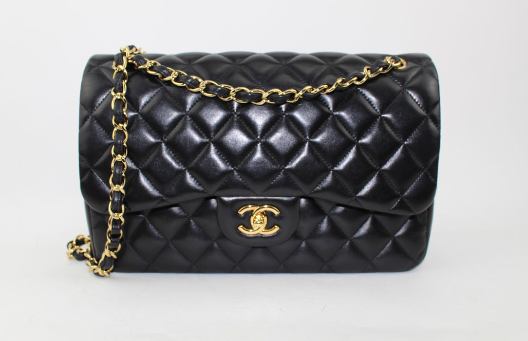 CHANEL JUMBO LAMBSKIN DOUBLE FLAP BAG - LuxurySnob