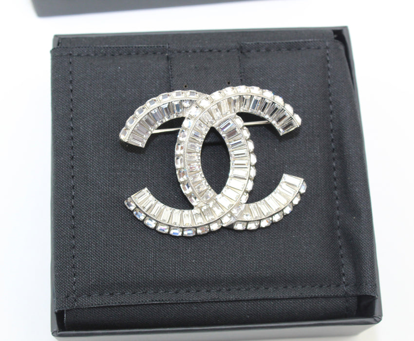 Chanel Silver and Crystal Brooch