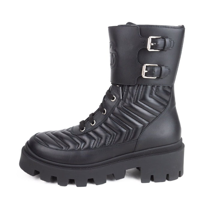 Gucci GG Nappa France Matelasse Platform Combat Boots