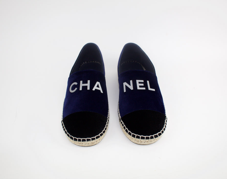 CHANEL VELVET ESPADRILLES SIZE 39 