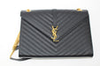 SAINT LAURENT LARGE ENVELOPE GRAIN DE POUDRE CHAIN BAG - LuxurySnob