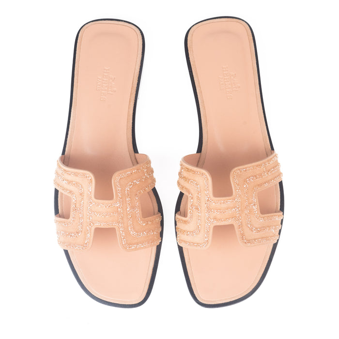 Hermes Oran sandals Beige Macrame