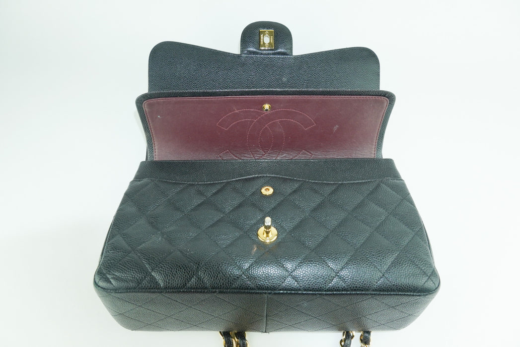 Chanel Large Caviar Double Flap Bag in Black