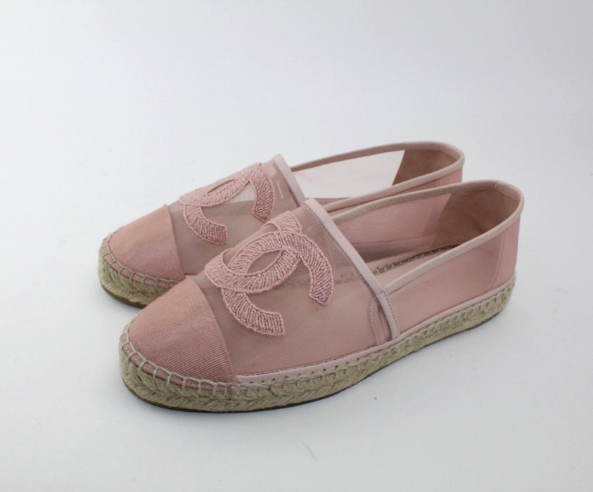 Chanel Mesh Grossgrain Pink Espadrilles