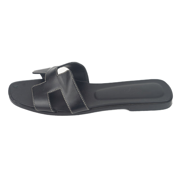 Hermes Oran Sandals in Black