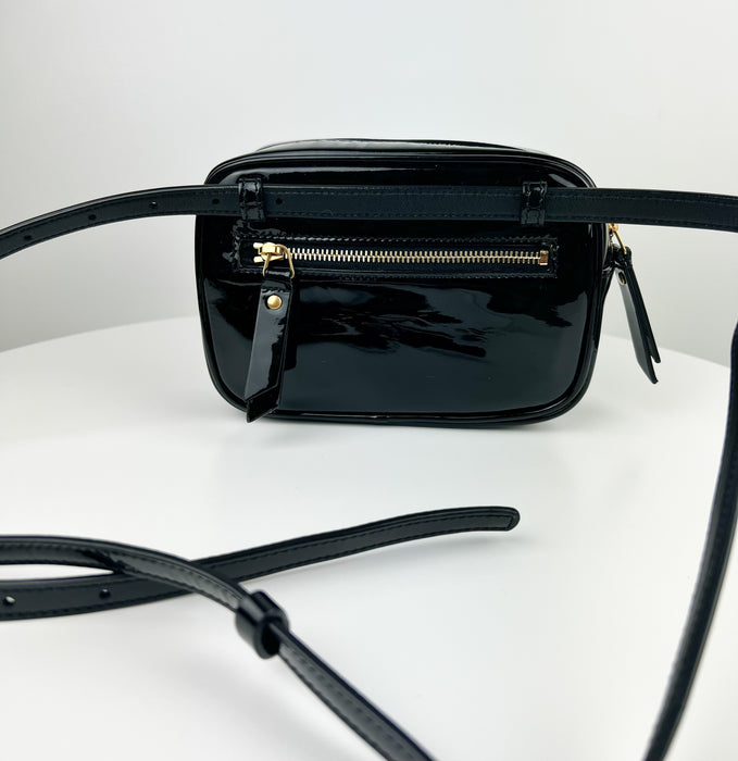 Saint Laurent Lou Camera Patent Black belt bag