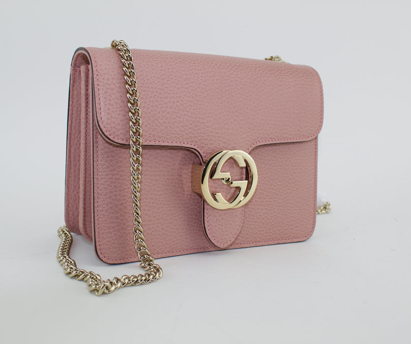 GUCCI DOLLAR CALFSKIN SMALL INTERLOCKING G SHOULDER BAG