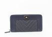 Chanel Navy Chevron Zip Around wallet