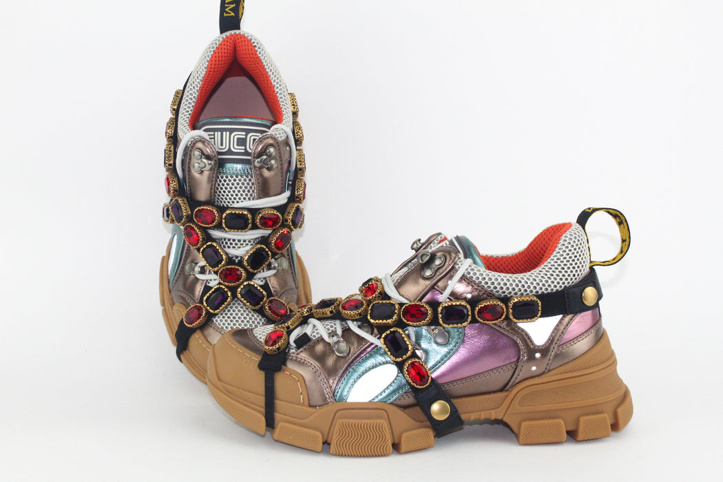 GUCCI WOMEN FLASHTREK JEWELL EMBELISHED SNEAKERS