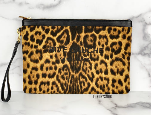 Saint Laurent Rive Gauche Leopard Print Wristlet