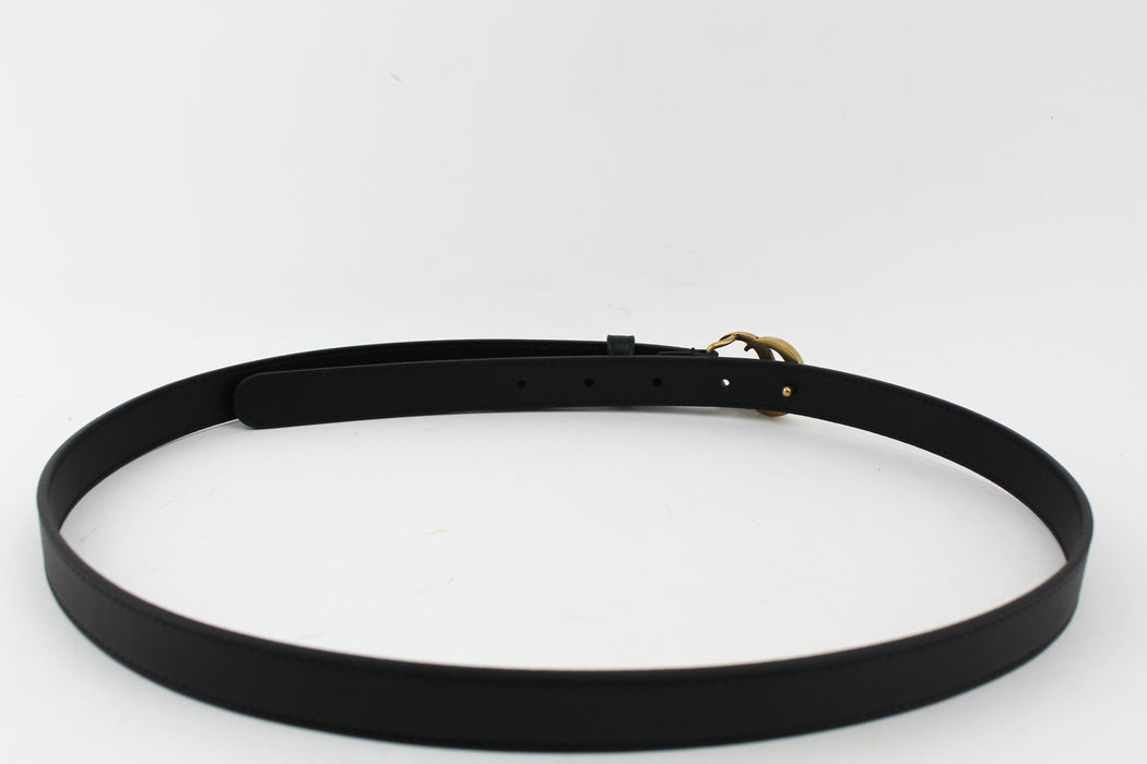 GUCCI LEATHER BELT WITH DOUBLE G BUCKLE BLACK