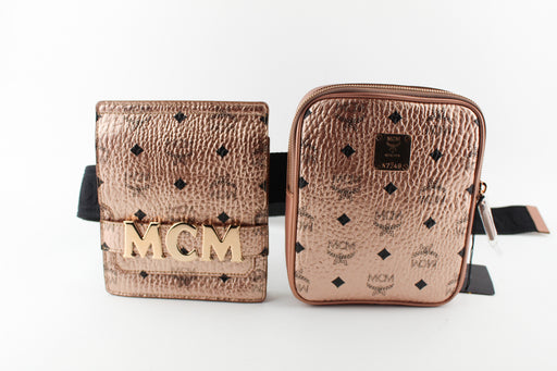 MCM STARK CANVAS DOUBLE BELT BAG