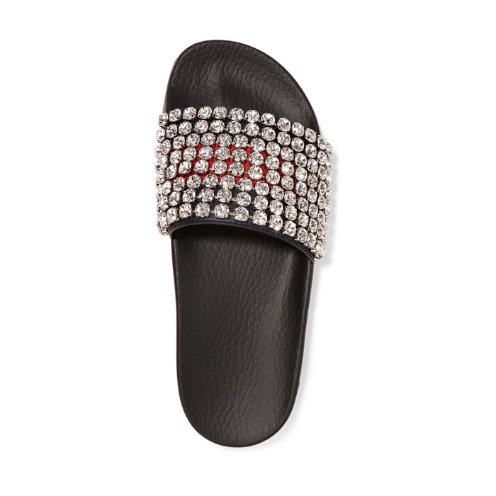 Gucci Crystal-embellished leather and rubber slides