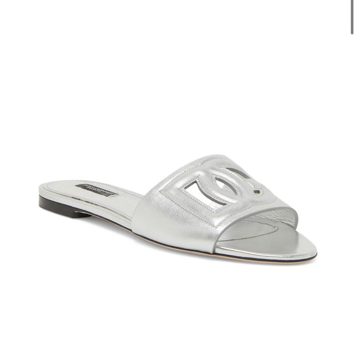 Dolce and Gabbana Calfskin slides with DG Millennials logo