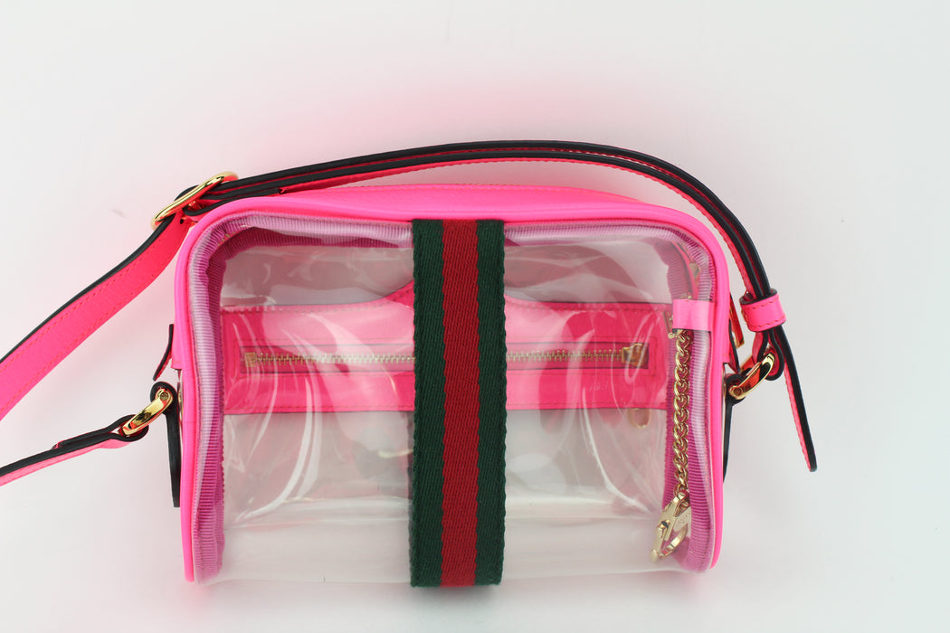 GUCCI MINI OPHIDIA TRANSPARENT PINK CROSSBODY BAG