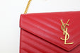SAINT LAURENT MONOGRAM LEATHER CHAIN BAG RED
