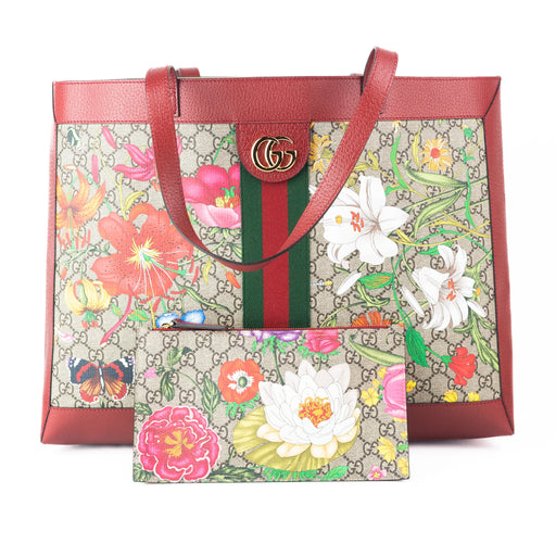Gucci GG Supreme Large Flora Canvas Web Ophidia Tote