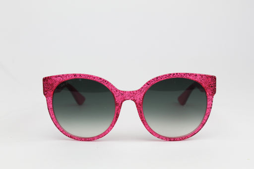 Gucci Round-Frame Fuchsia Glitter Sunglasses