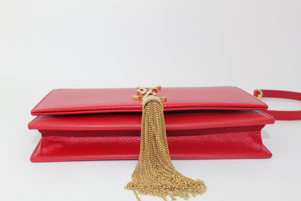 SAINT LAURENT KATE TASSEL BAG RED