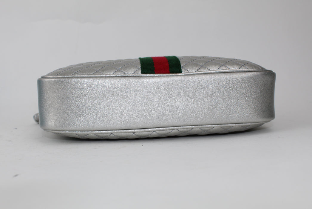 GUCCI METALLIC QUILTED LEATHER SHOULDER BAG - LuxurySnob