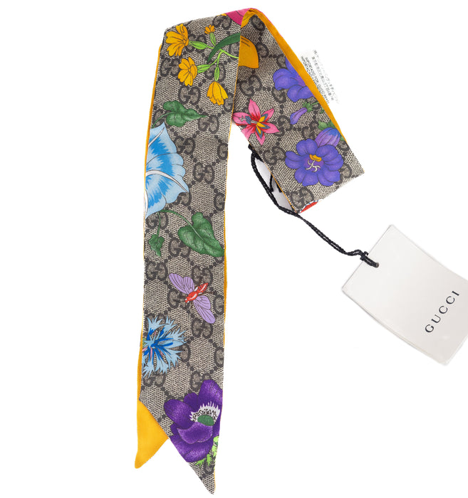 Gucci GG Flora Print Silk Twill