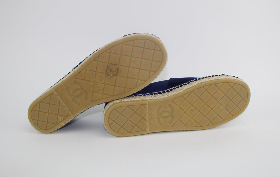 CHANEL VELVET ESPADRILLES SIZE 39 