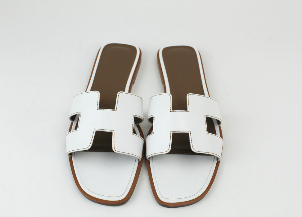 Hermes Oran Sandals white