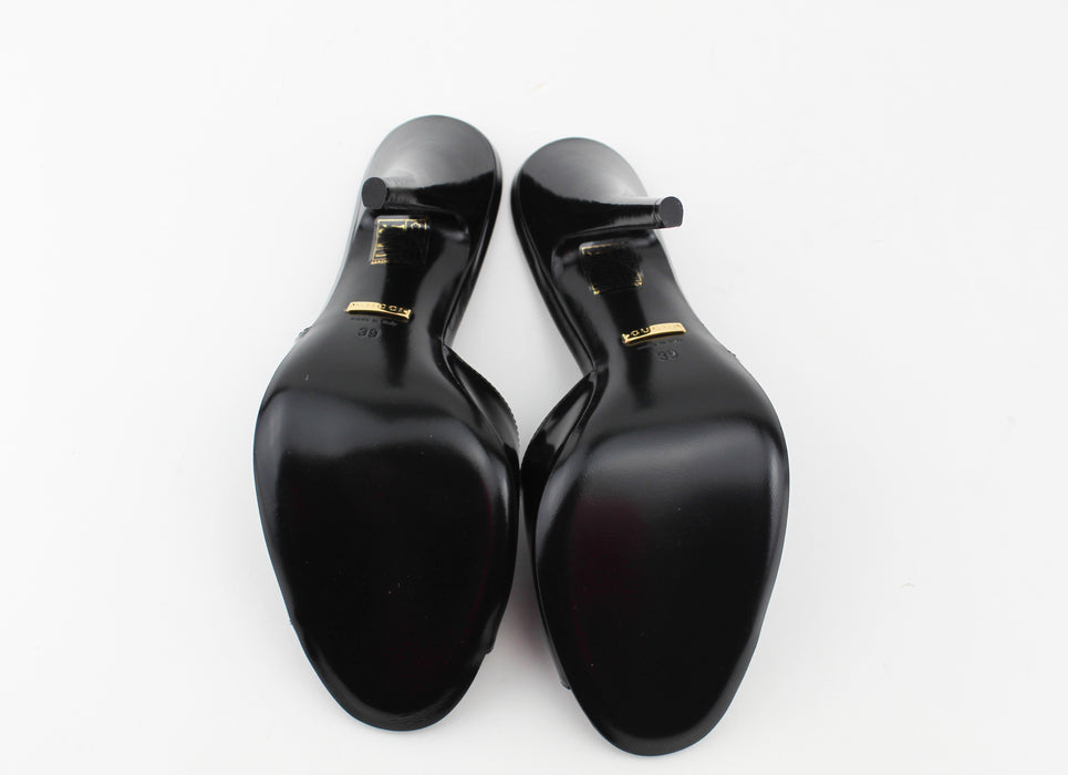 Gucci Black Patent Mule Sandals