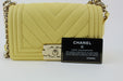 CHANEL CHEVRON SMALL BOY BAG YELLOW