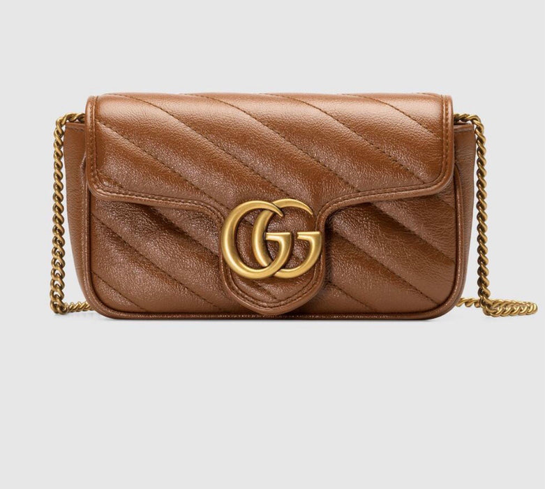 Gucci Leather GG Marmont  Super Mini Bag Brown
