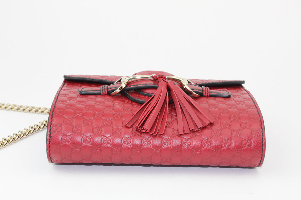 Gucci Emily Guccissima Mini Chain Shoulder Bag red