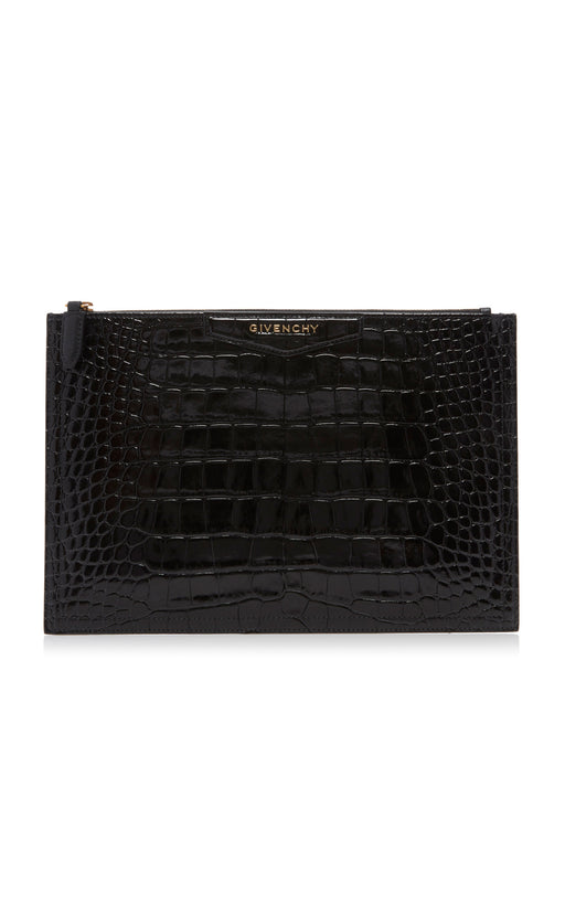 GIVENCHY ANTIGONA  CROC-EMBOSSED LEATHER POUCH - LuxurySnob