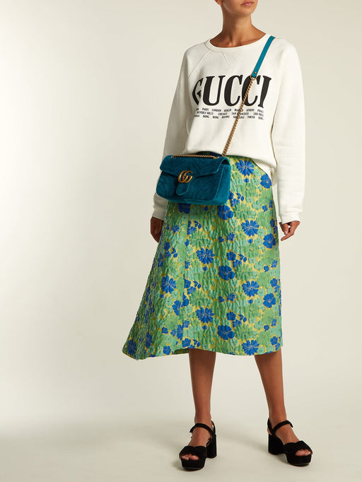 GUCCI GG MARMONT SMALL QUILTED VELVET BAG