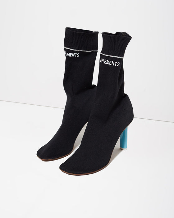 VETEMENTS LOGO STRETCH KNIT SOCK BOOTS SIZE 41 - LuxurySnob